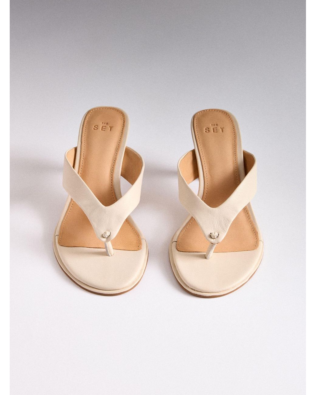 The Set Pink Premium Toe Post Suede Sandals
