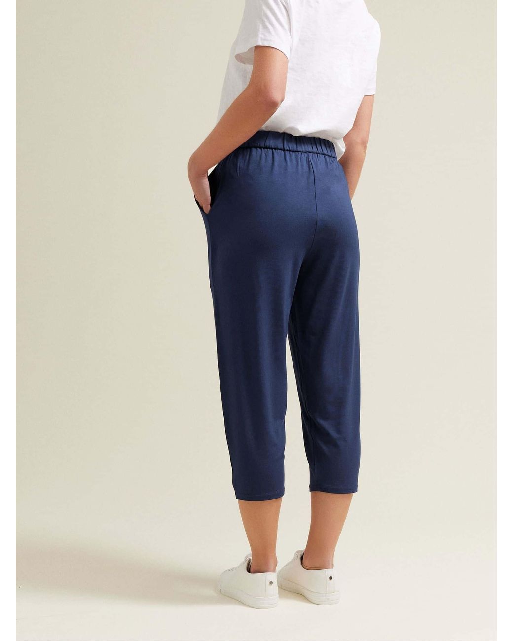 M Com Blue Elasticated Waist Cropped Hareem Trousers