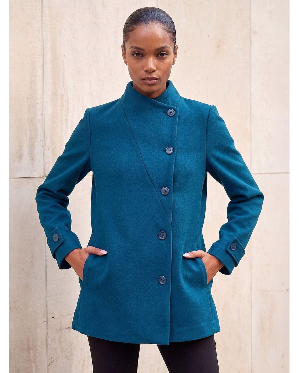 Roman Blue Funnel Neck Jacket