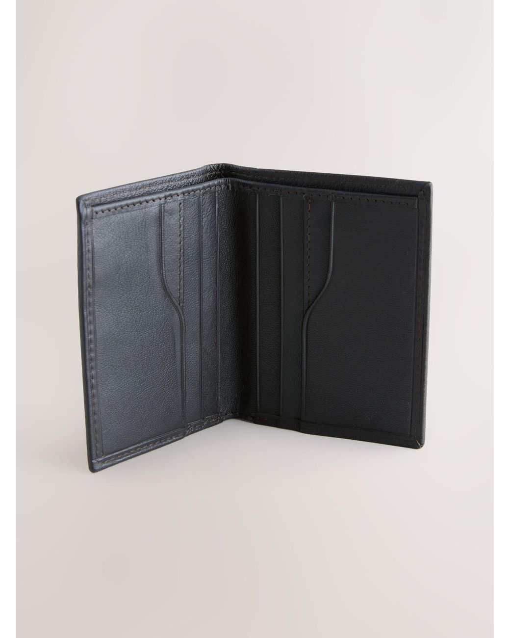 Next Gray Leather Mini Bifold Cardholder Wallet for men