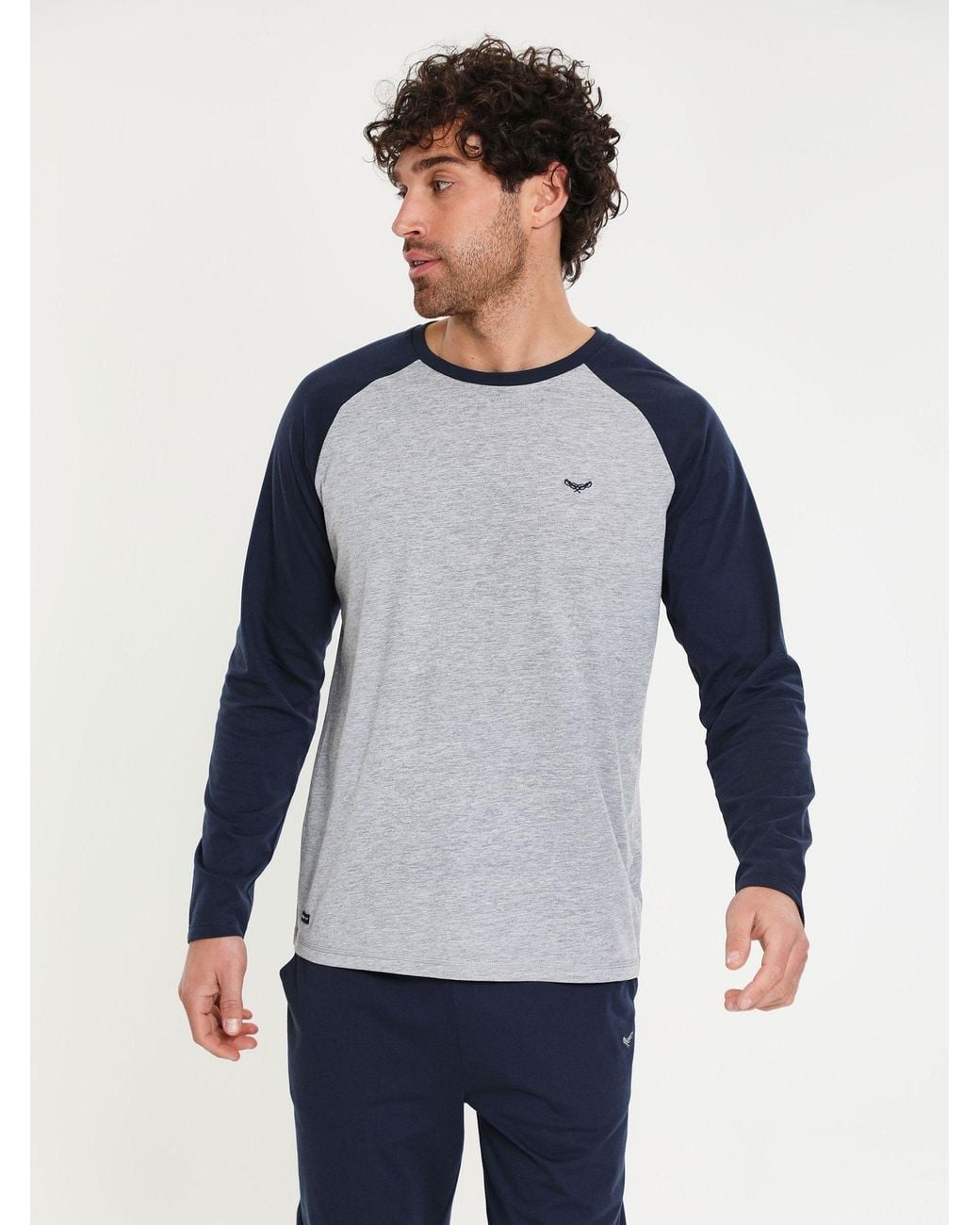 Threadbare Blue Blend Long Sleeve Pyjamas Set for men
