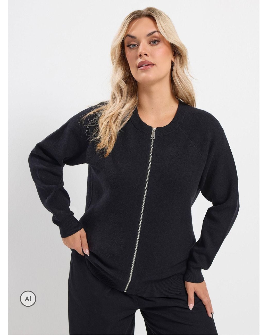 Yours Curve Blue Button Through Cardigan