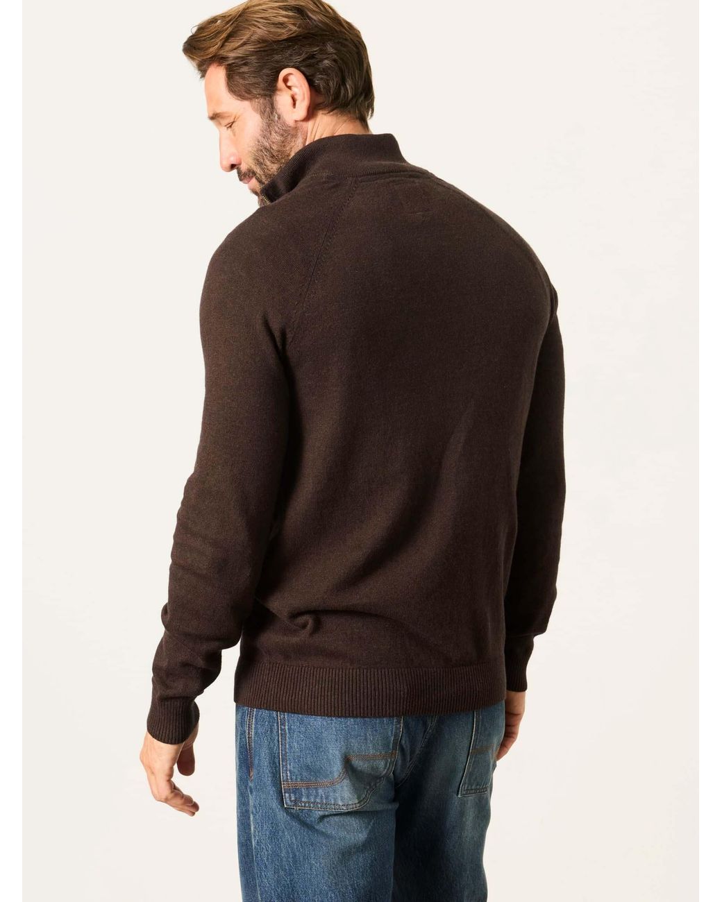 FatFace Black Rye Quarter Zip Knitted Jumper for men