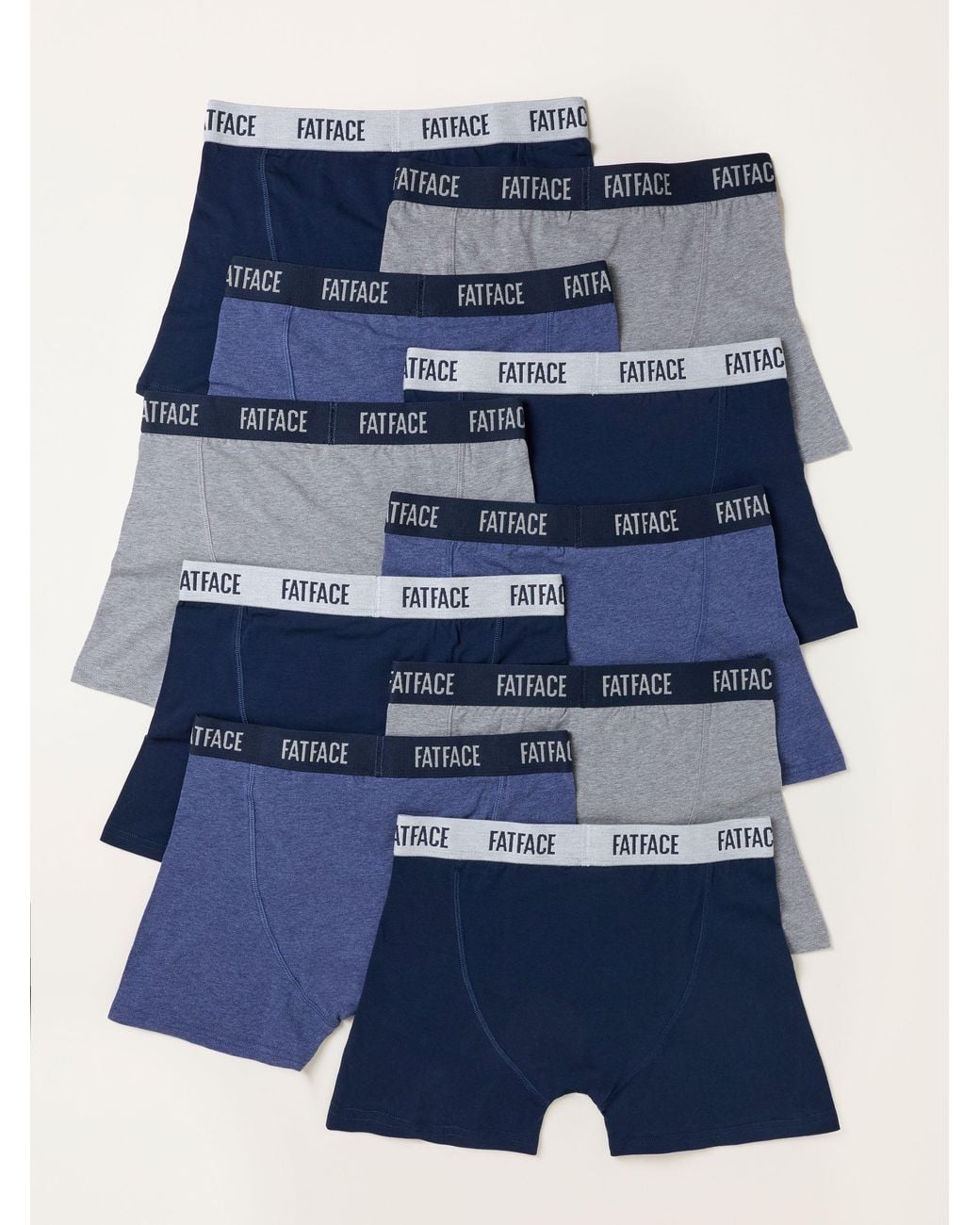 FatFace Blue Fatface 10 Pack/ Plain Boxers for men