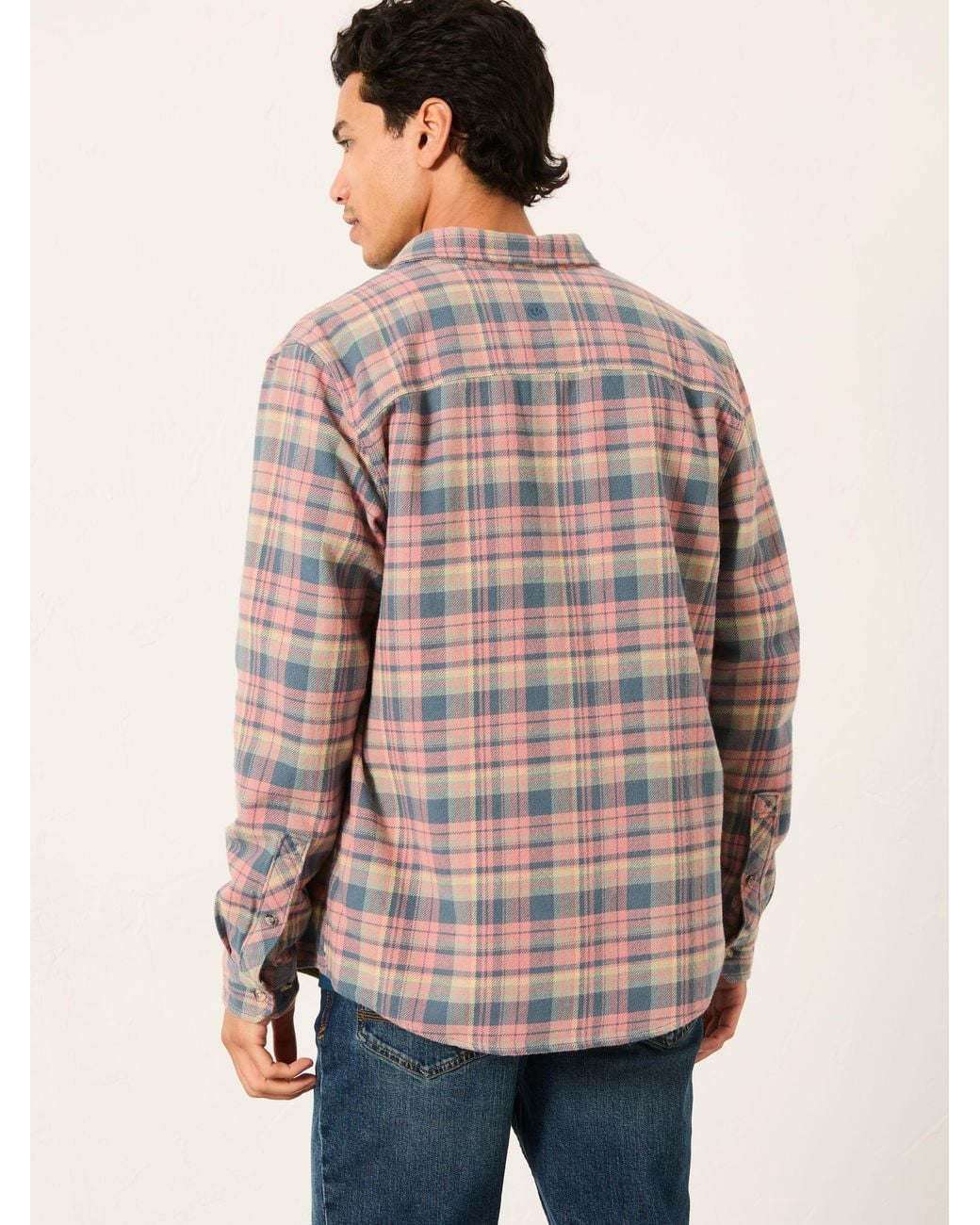 FatFace Blue Newby Long Sleeve Check Shirt for men
