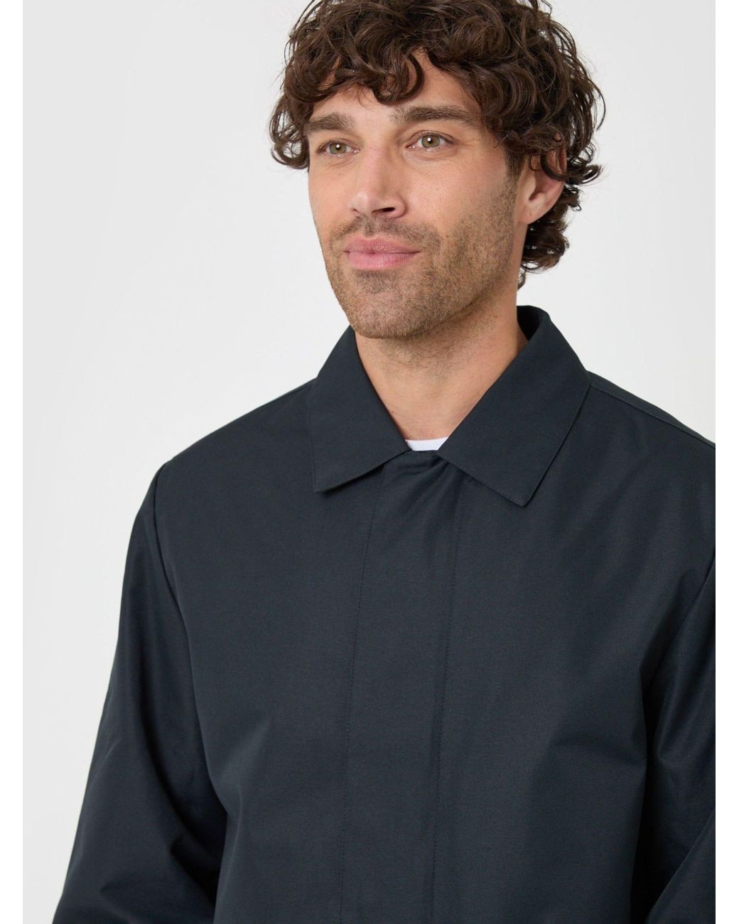 Threadbare Blue Showerproof Collared Longline Jacket for men