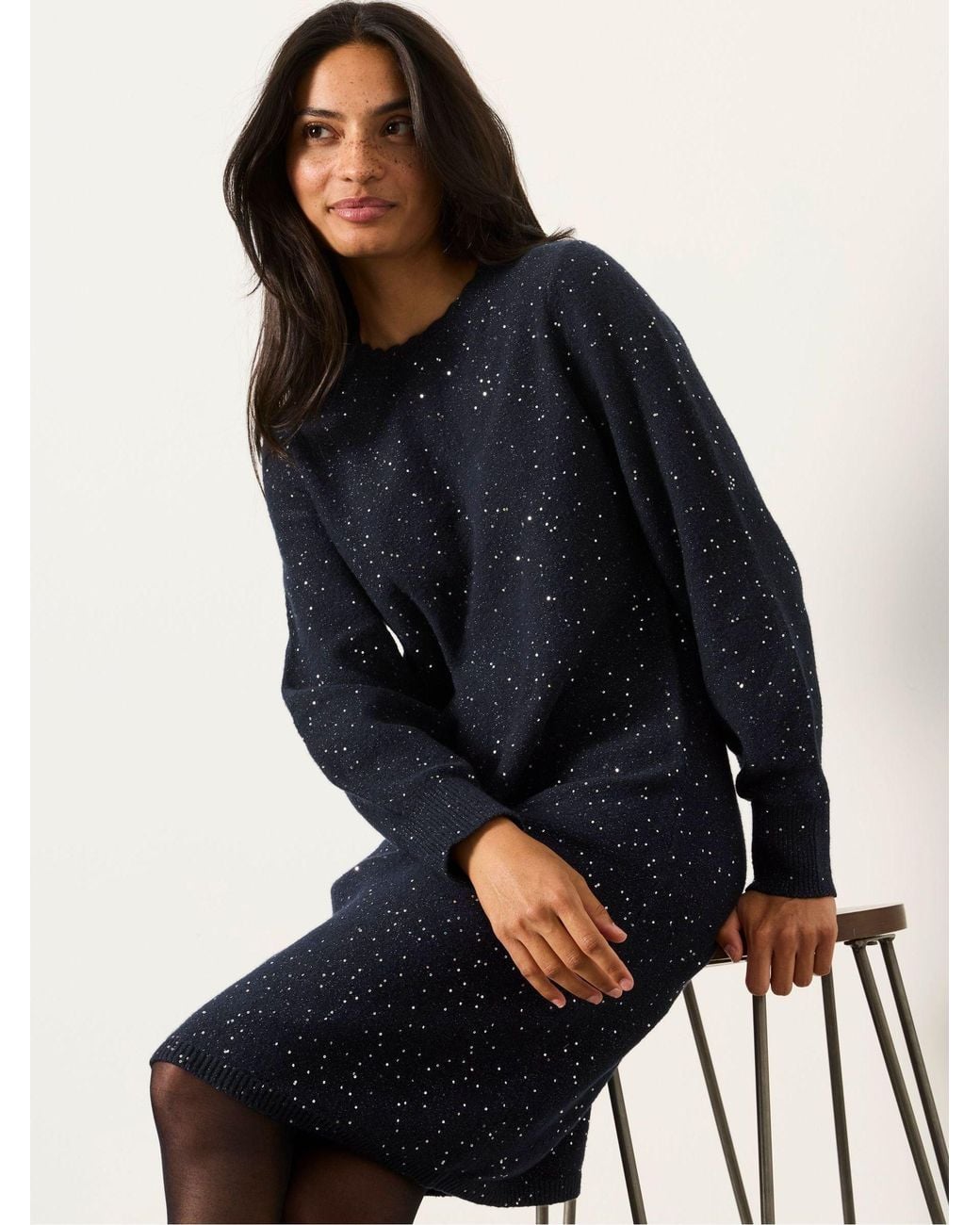 FatFace Blue Skylar Petite Knitted Dress