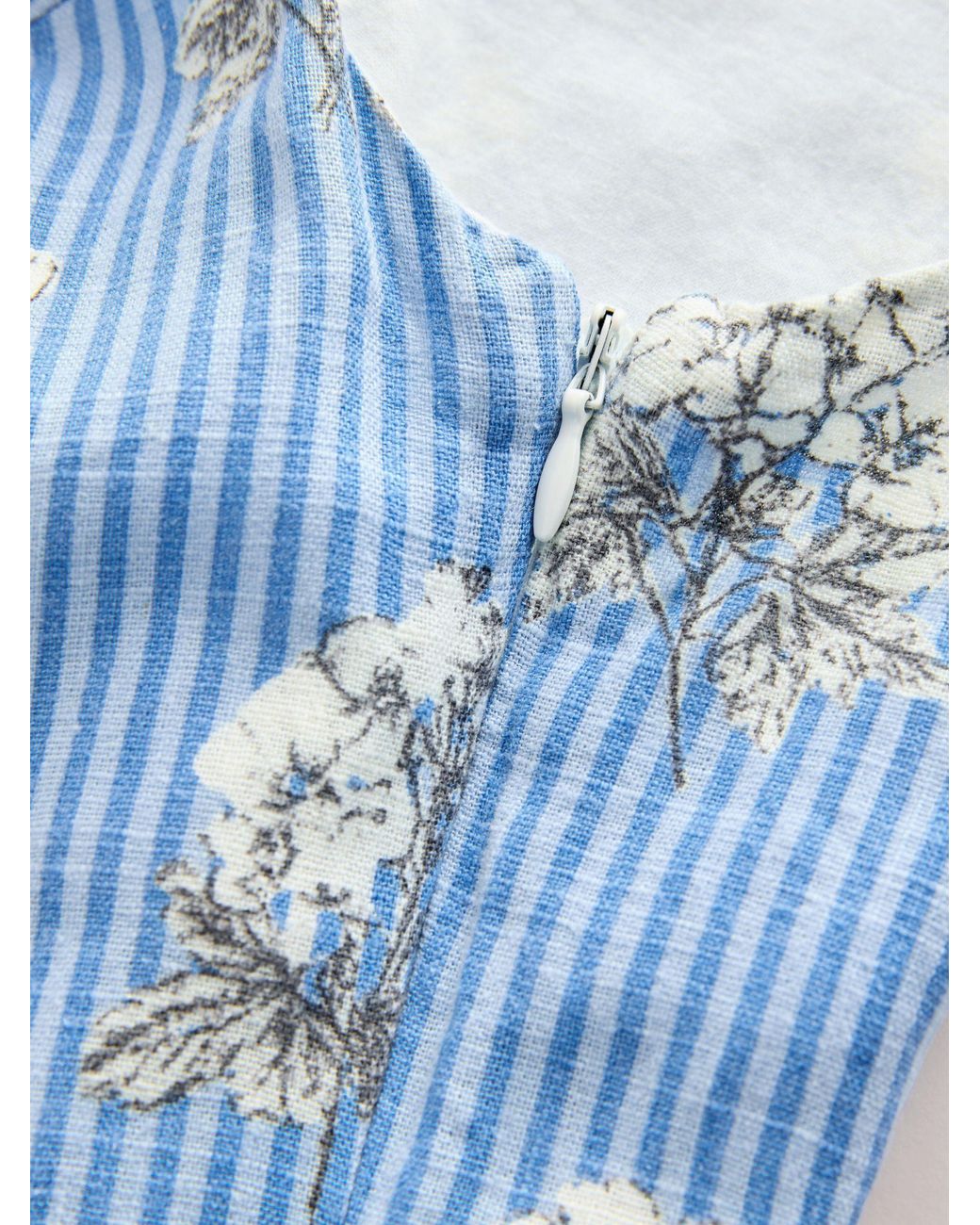 Next Blue Linen Rich Square Neck Button Through Mini Shift Dress