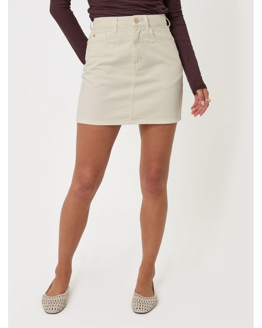 Threadbare White Denim-Minirock