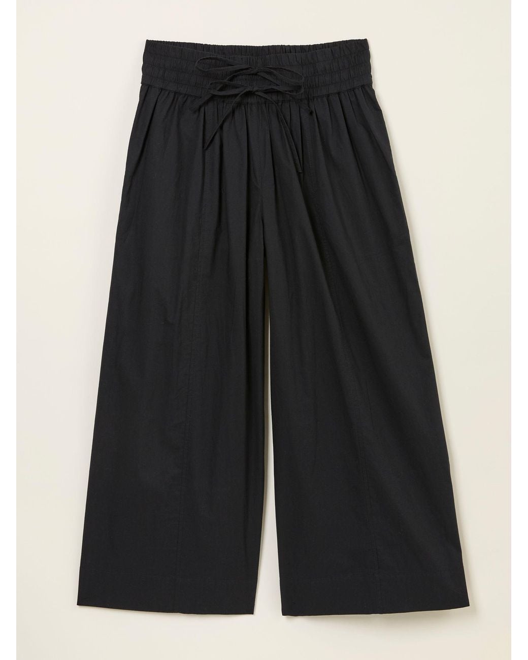 FatFace Black Aubrey Wide Leg Crop Trouser