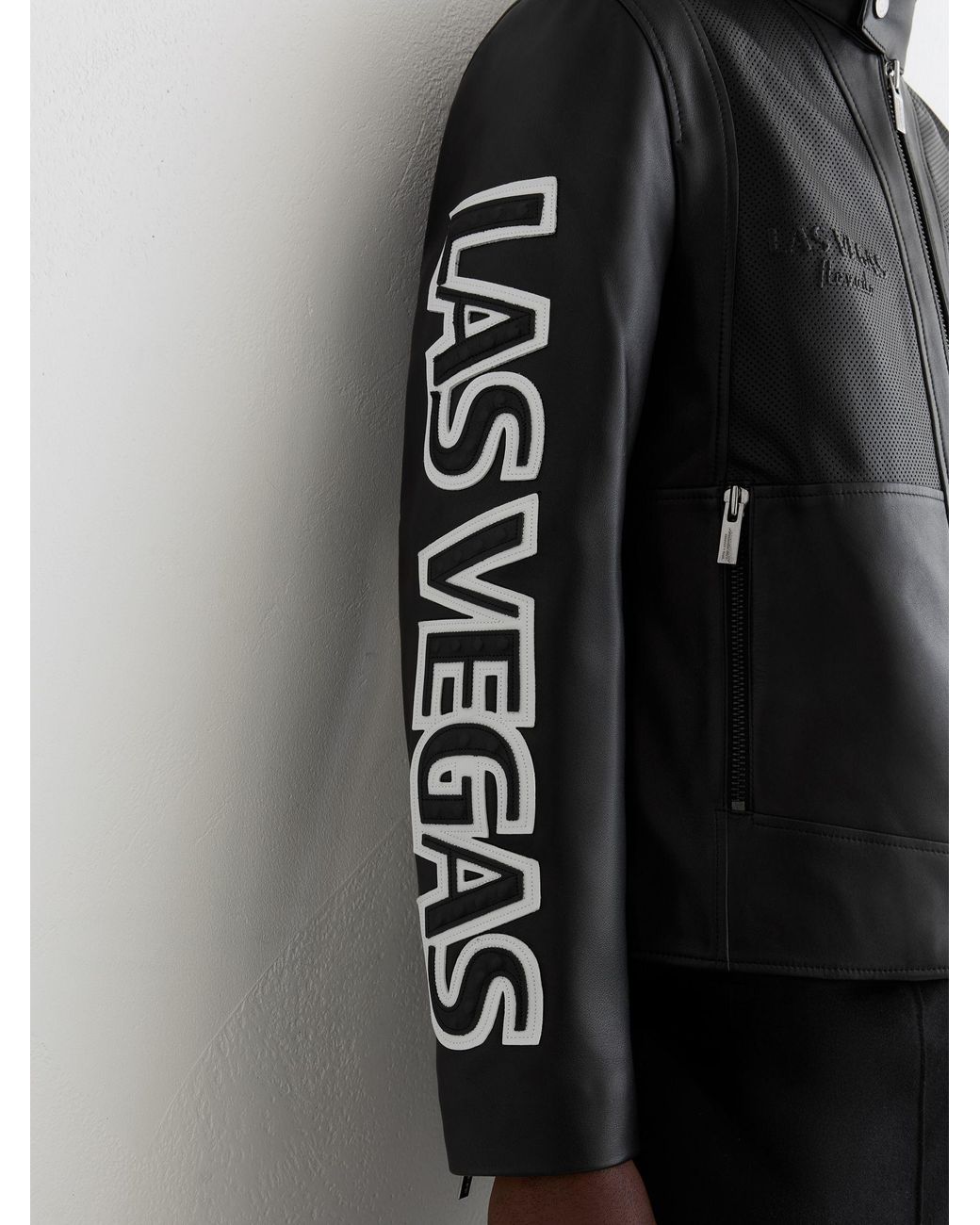 Reiss Black Mclaren Phantom Mclaren F1 Team Las Vegas Biker Jacket for men