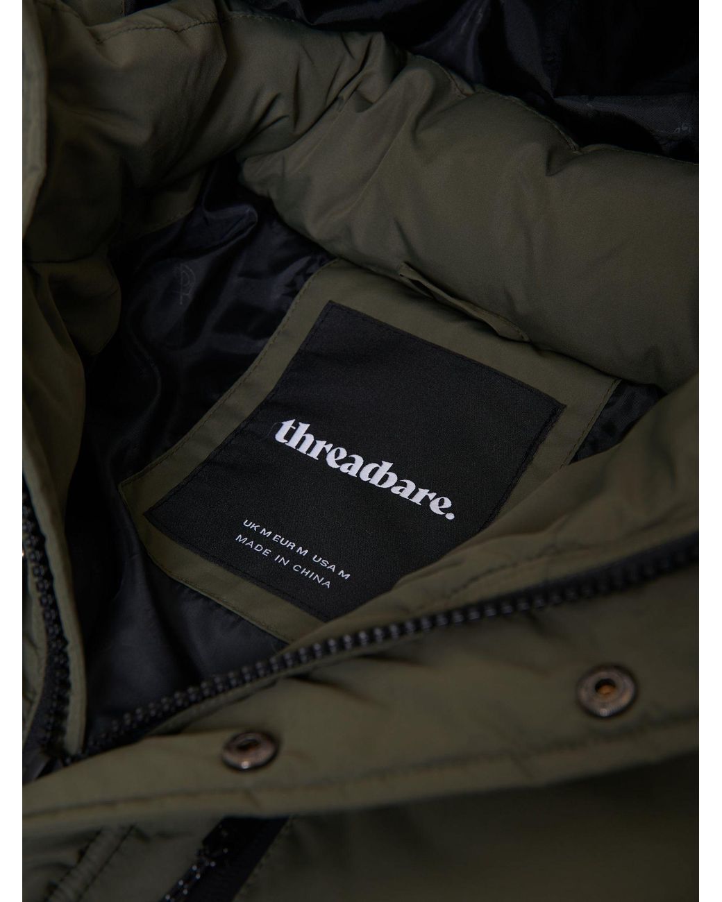Threadbare Gray Showerproof Hooded Longline Puffer Jacket for men