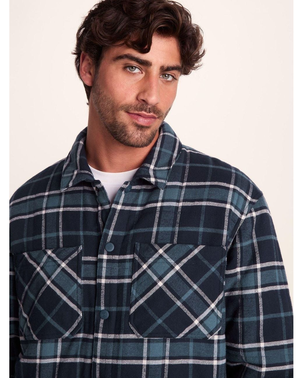 TOG24 Blue Kinsey Quilted Flannel Shacket for men