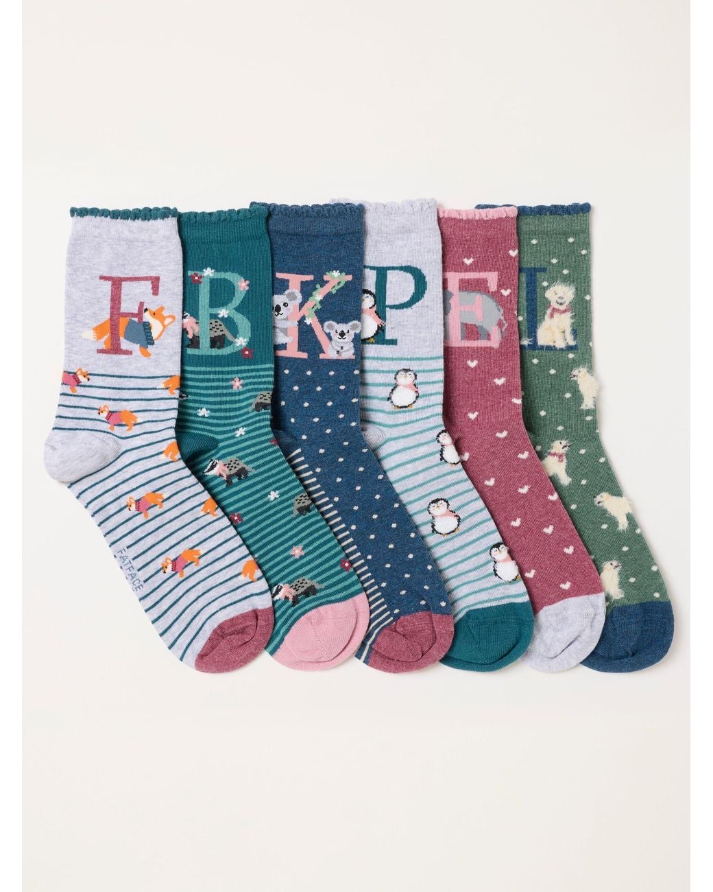 FatFace Blue Alphabet Socks