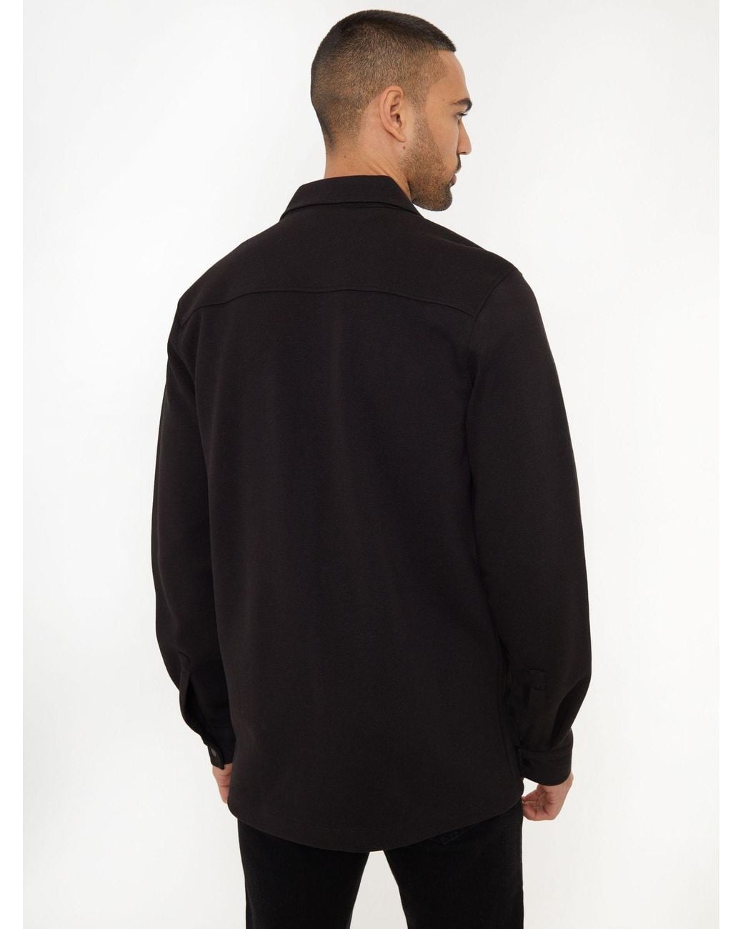 Threadbare Black Twill Button Up Shacket for men