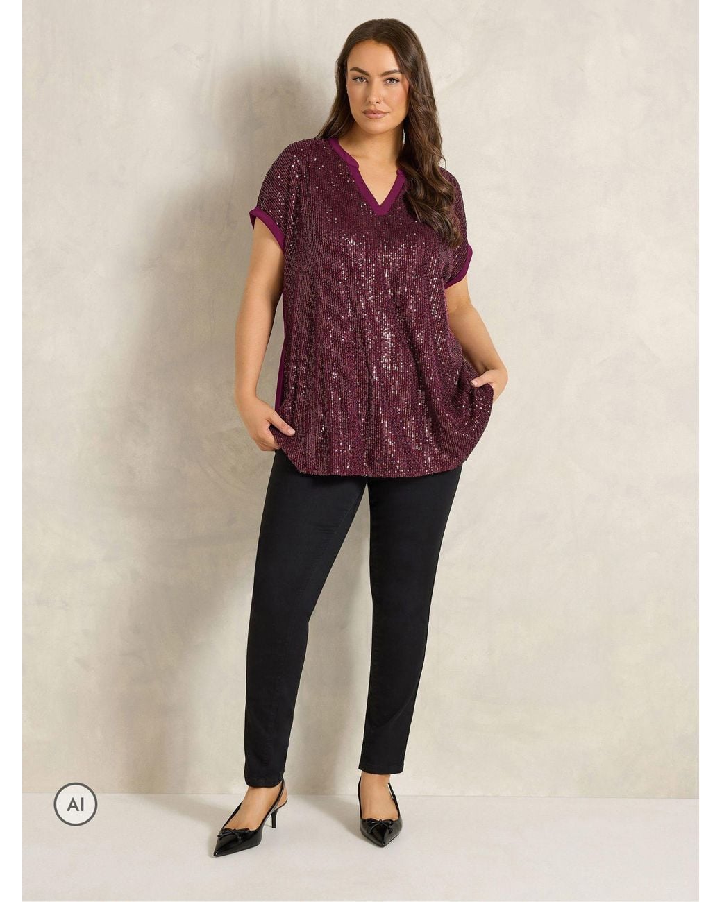 Evans Purple Sequin Embellished Top