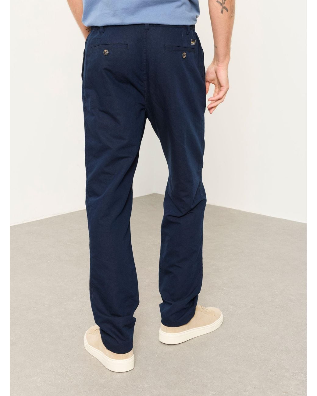 FatFace Blue Hayle Linen Cotton Trousers for men