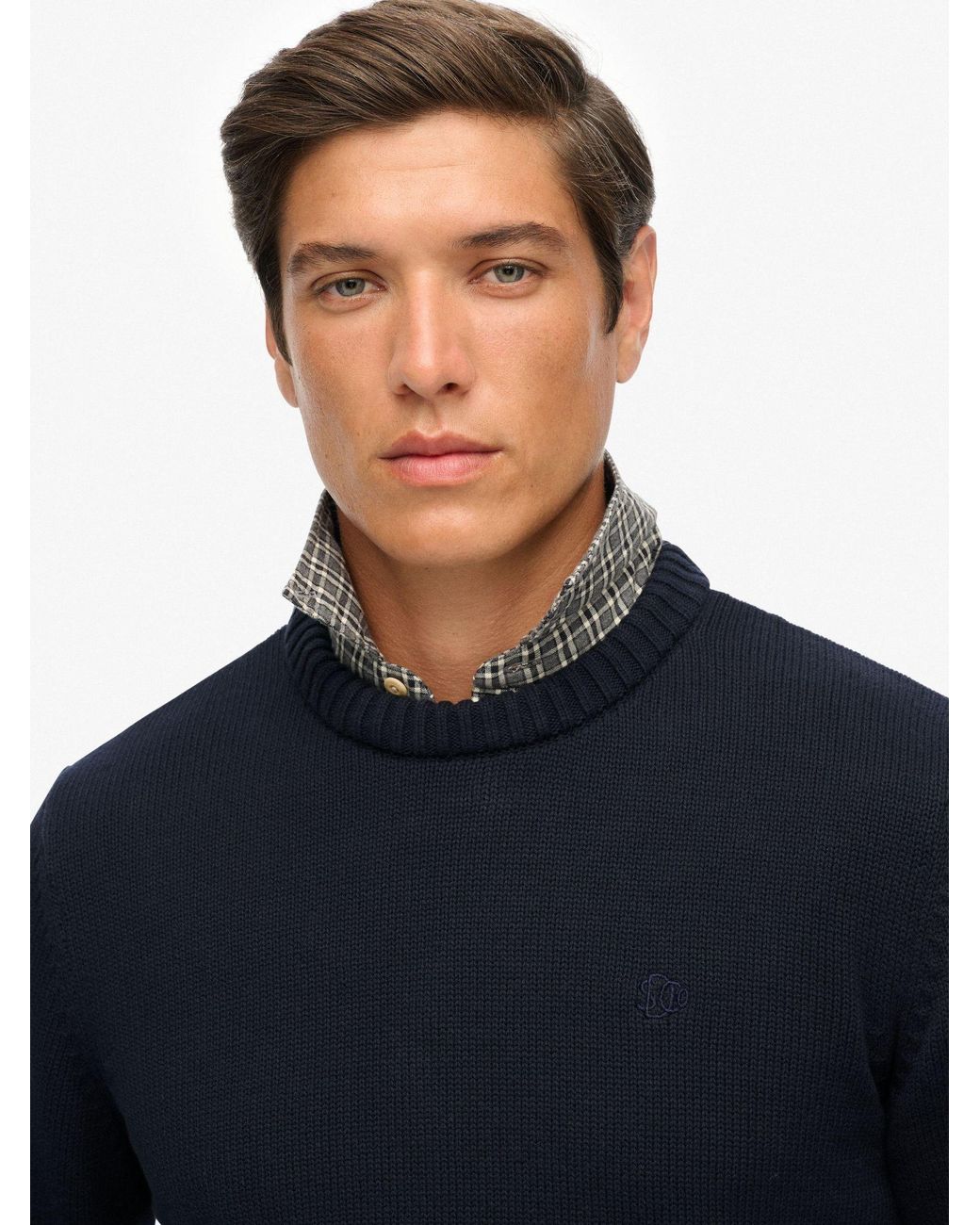 Superdry Blue Dark Cotton Jumper for men