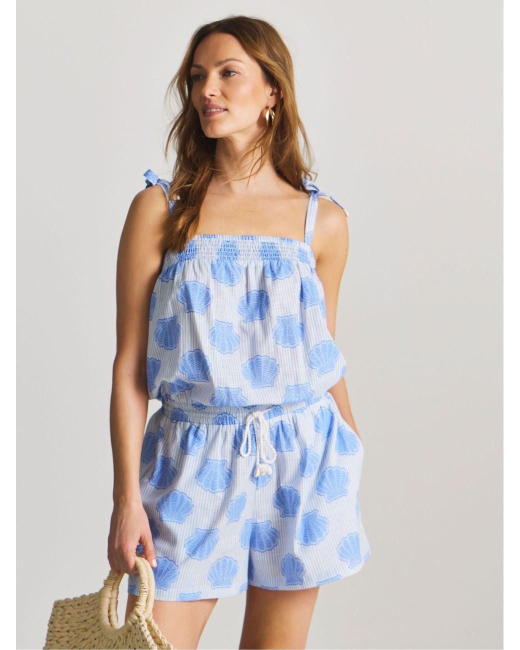 JD Williams Blue Shell Print Playsuit