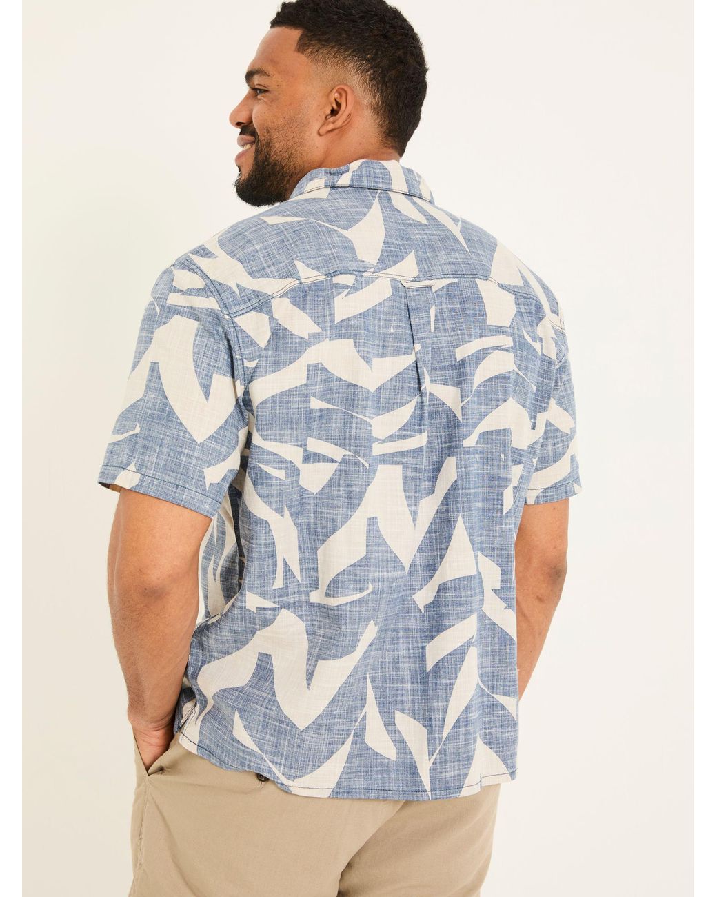 FatFace Blue Short Sleeve Relaxed Fit Art Print Shirt for men