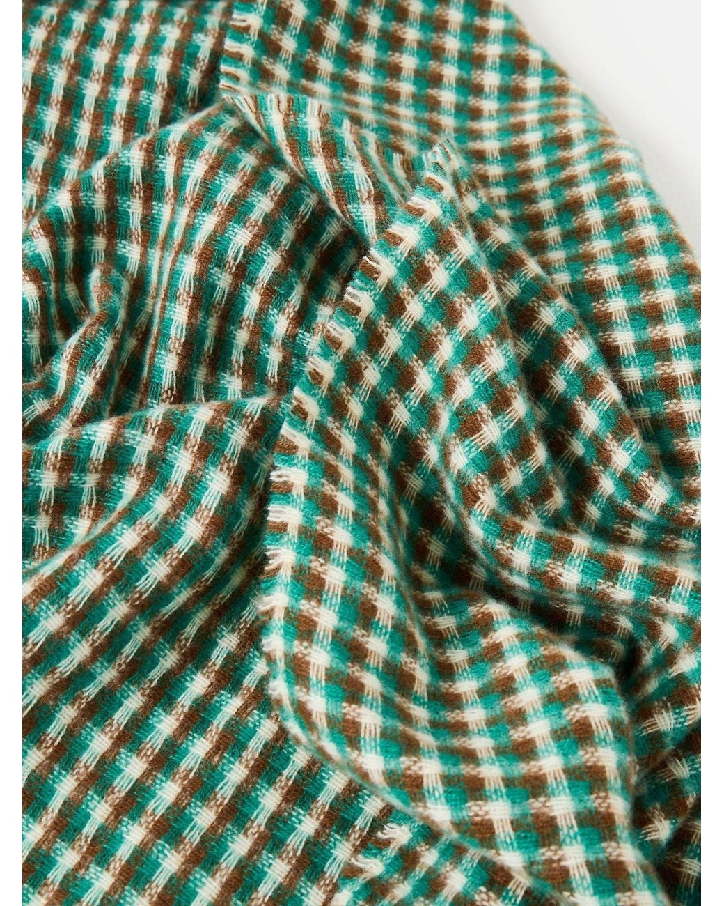 Oliver Bonas Green Checked Midweight Triangle Scarf