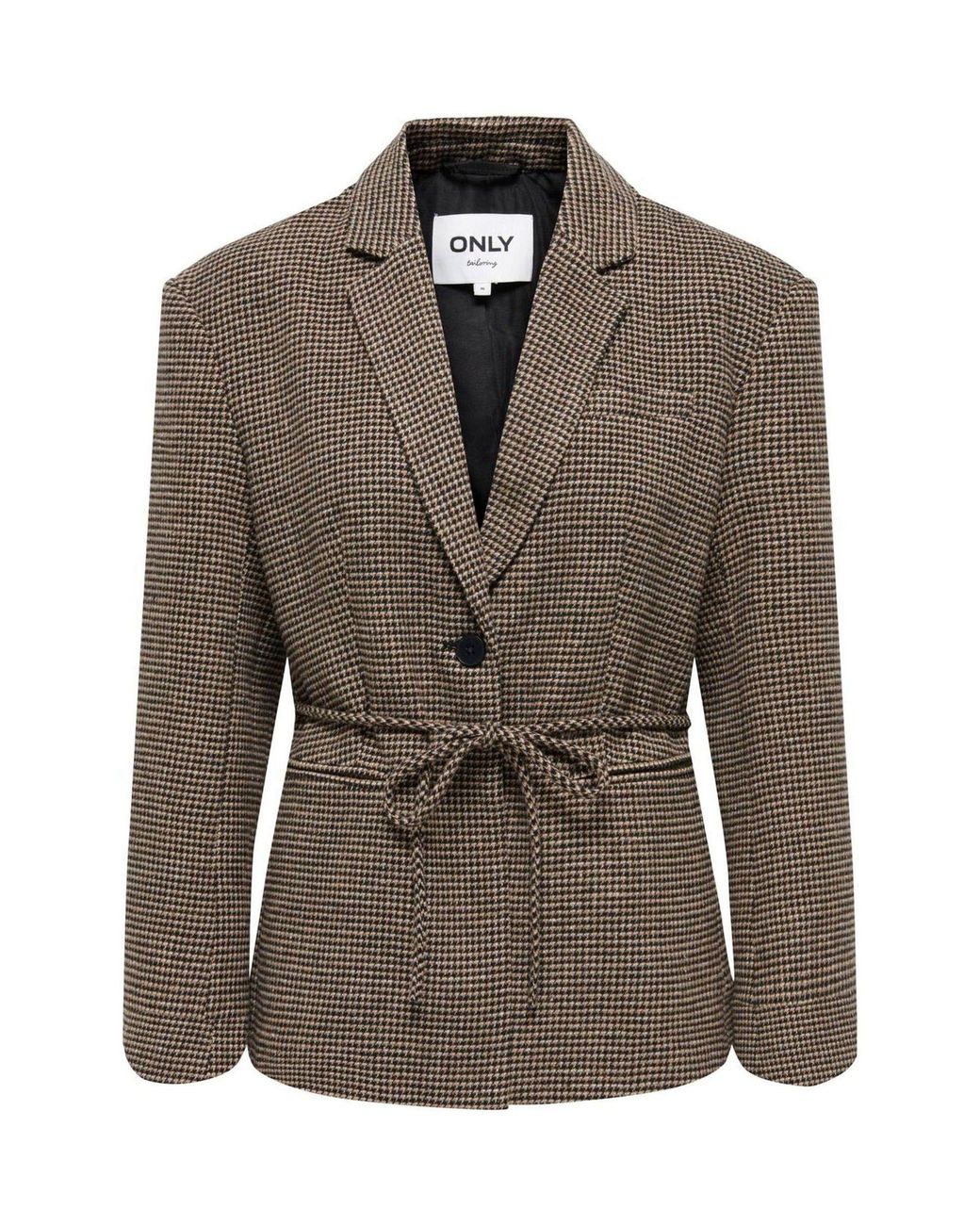 ONLY Brown Belted Check Blazer