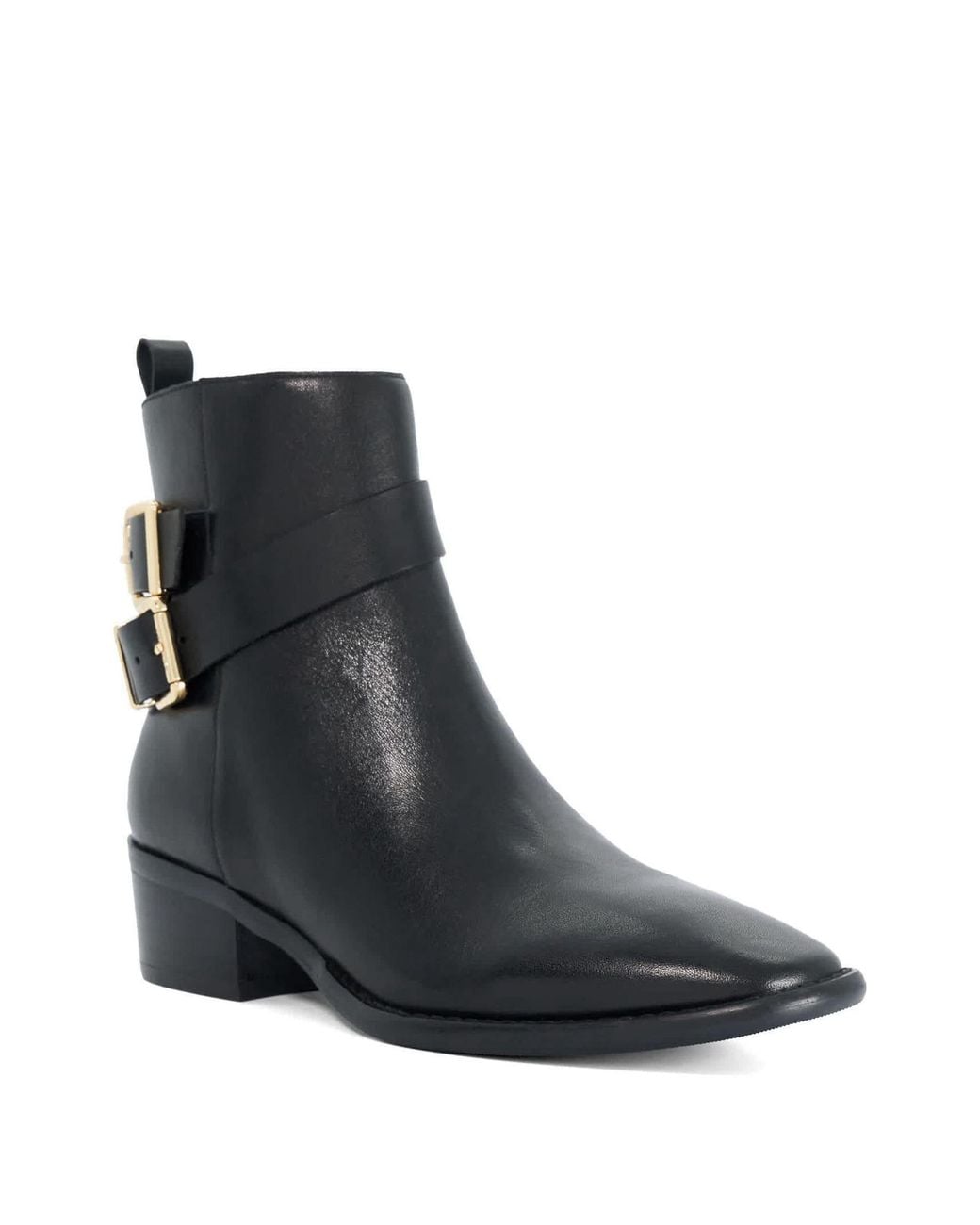 Dune Black Pattin Ankle Boots