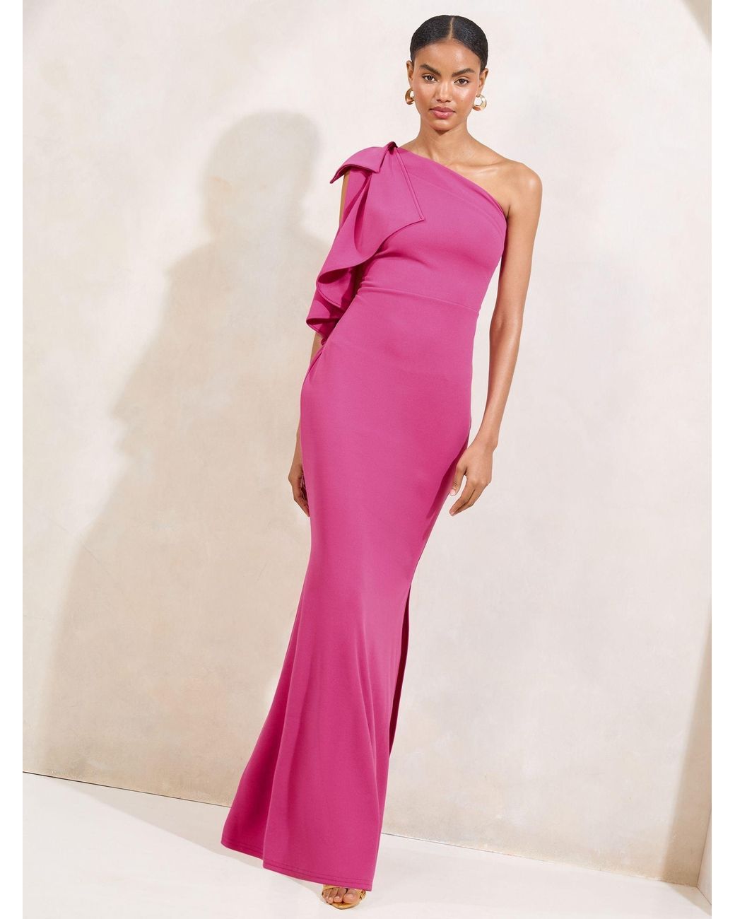 Lipsy One Shoulder Bow Maxi Dress in Pink | Lyst Lipsy One Shoulder Bow Maxi Dress in Pink | Lyst