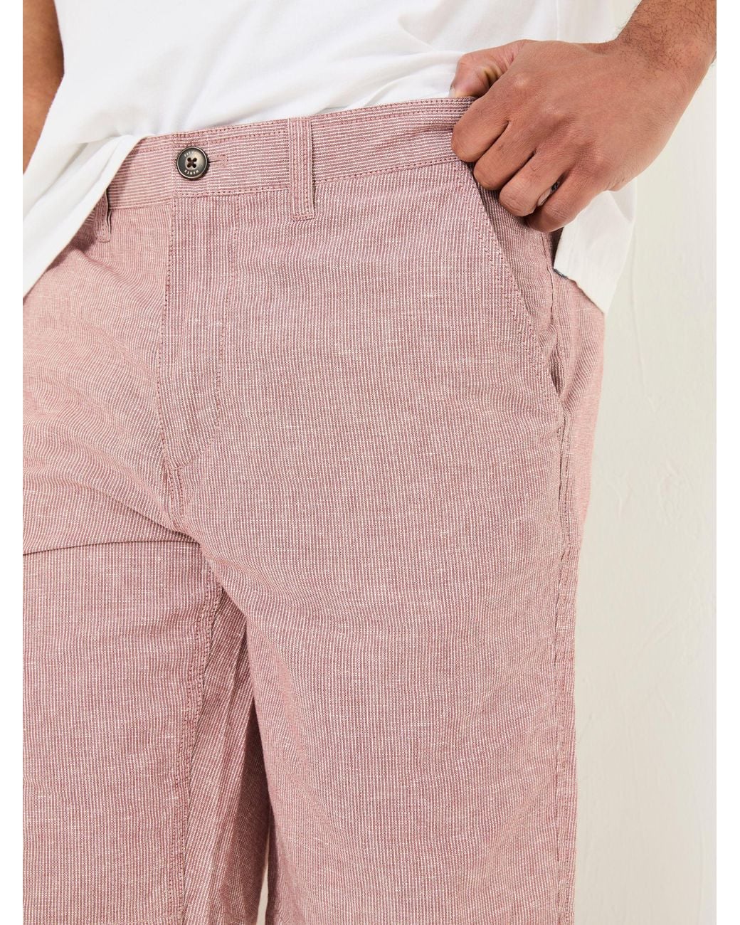 FatFace Pink Mawes Cotton Linen Chino Shorts for men