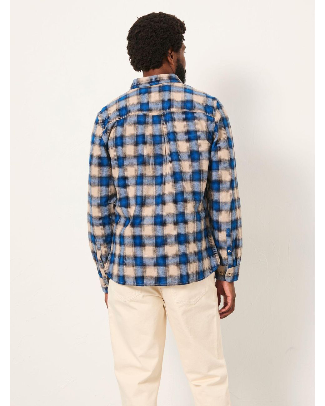 FatFace Blue Hayle Long Sleeve Check Shirt for men