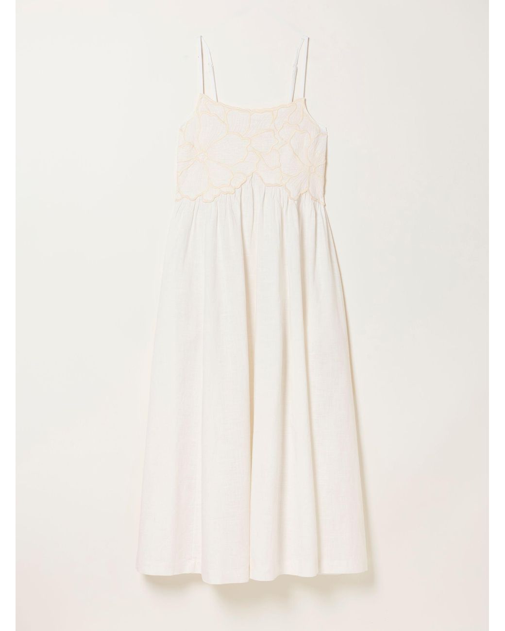 FatFace White Hazel Petite Embroidered Midi Dress