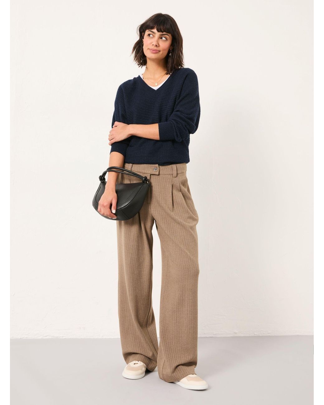 FatFace Blue Juno Check Straight Leg Trousers