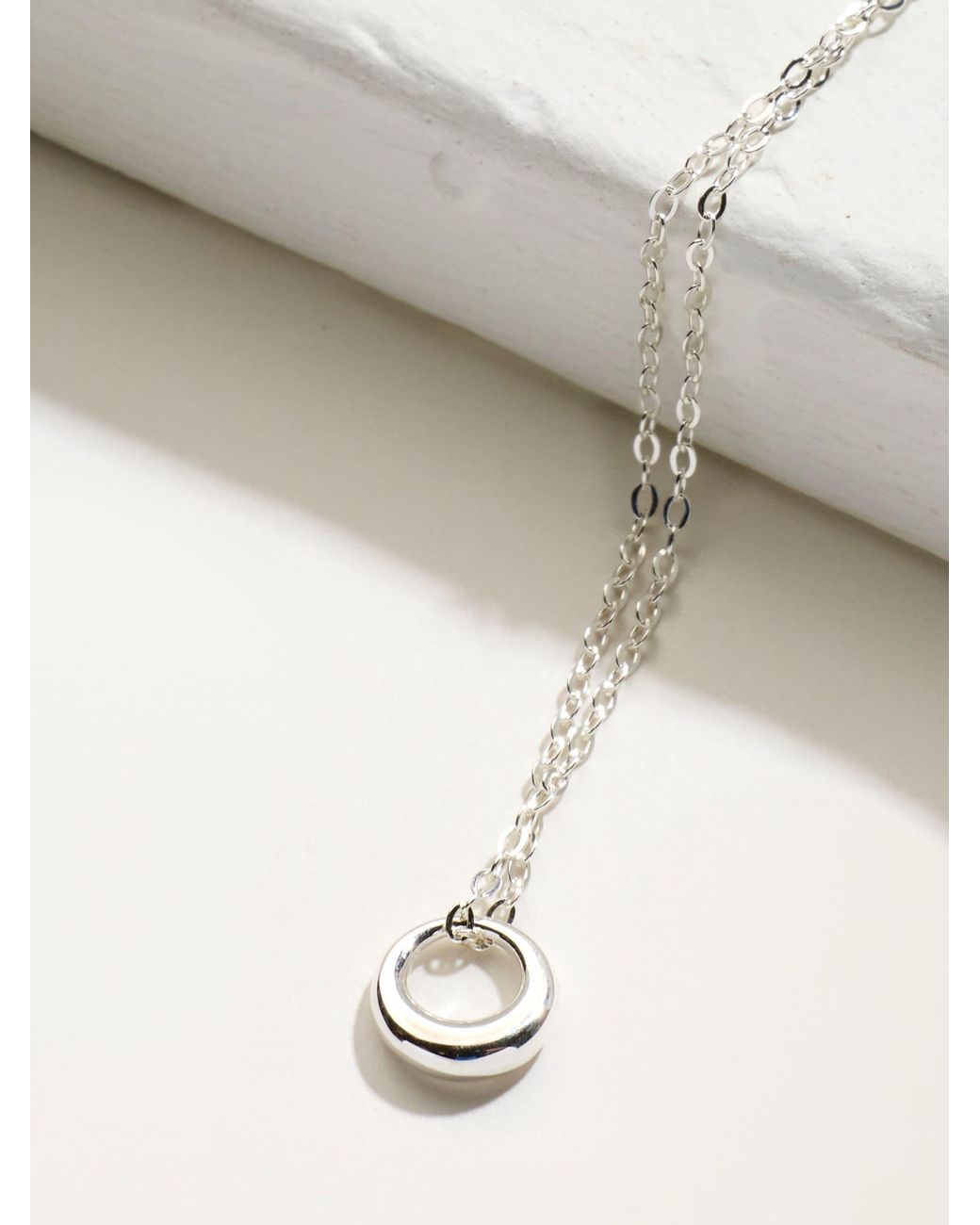 FatFace Natural Fatface Sterling Hoop Necklace