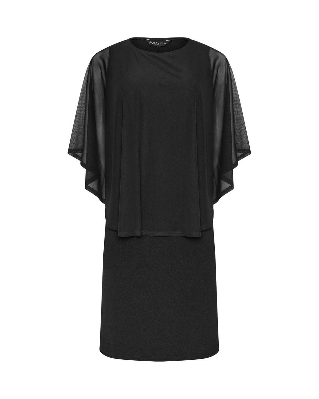 M Com Black Mesh Cape Dress