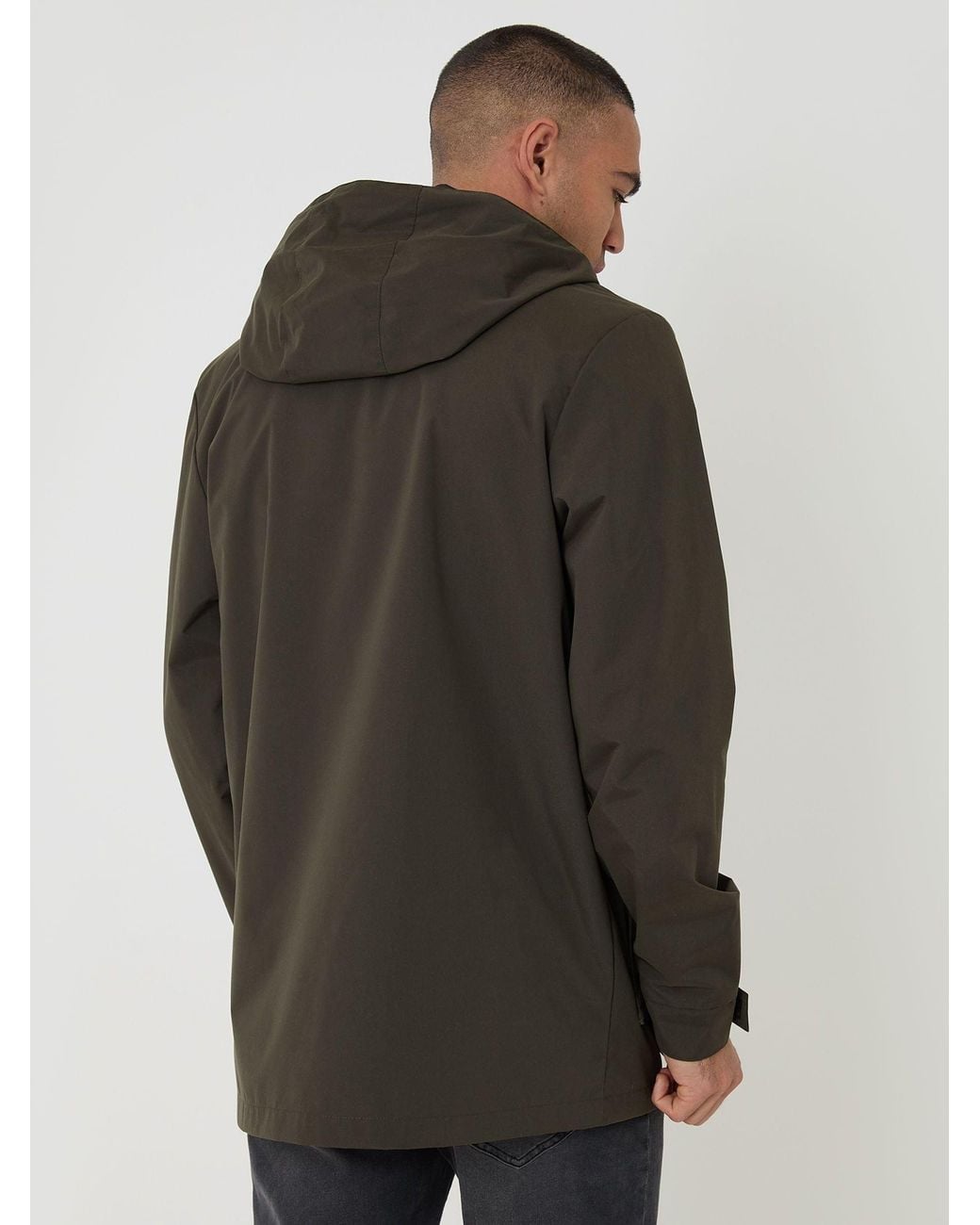 Threadbare Black Showerproof Hooded Coat for men