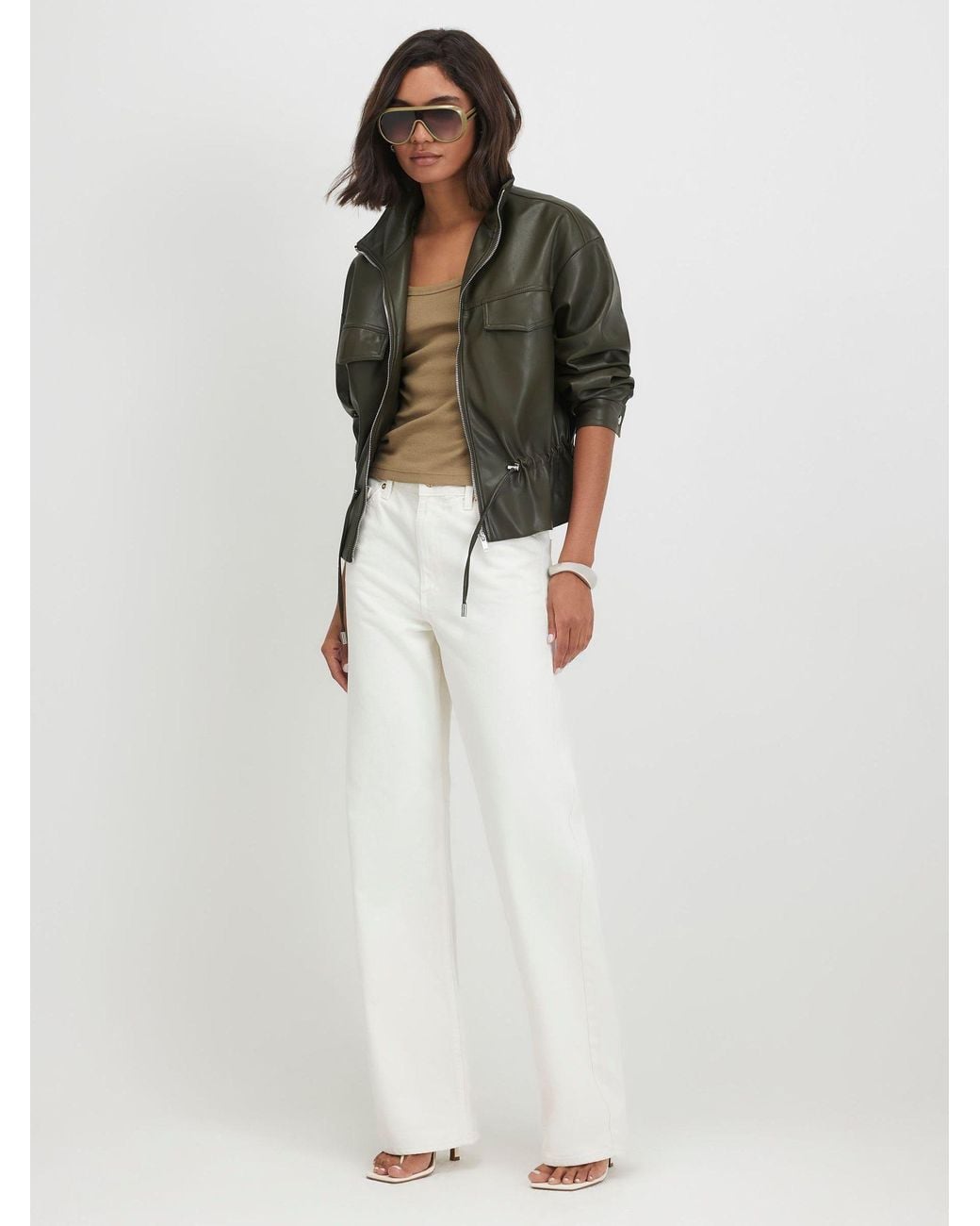 River Island Green Drawstring Funnel Jacket