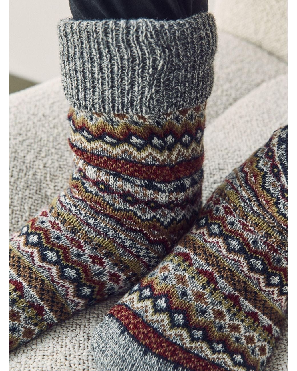 Next Gray Fairisle Slipper Socks With Grippers 1 Pack for men