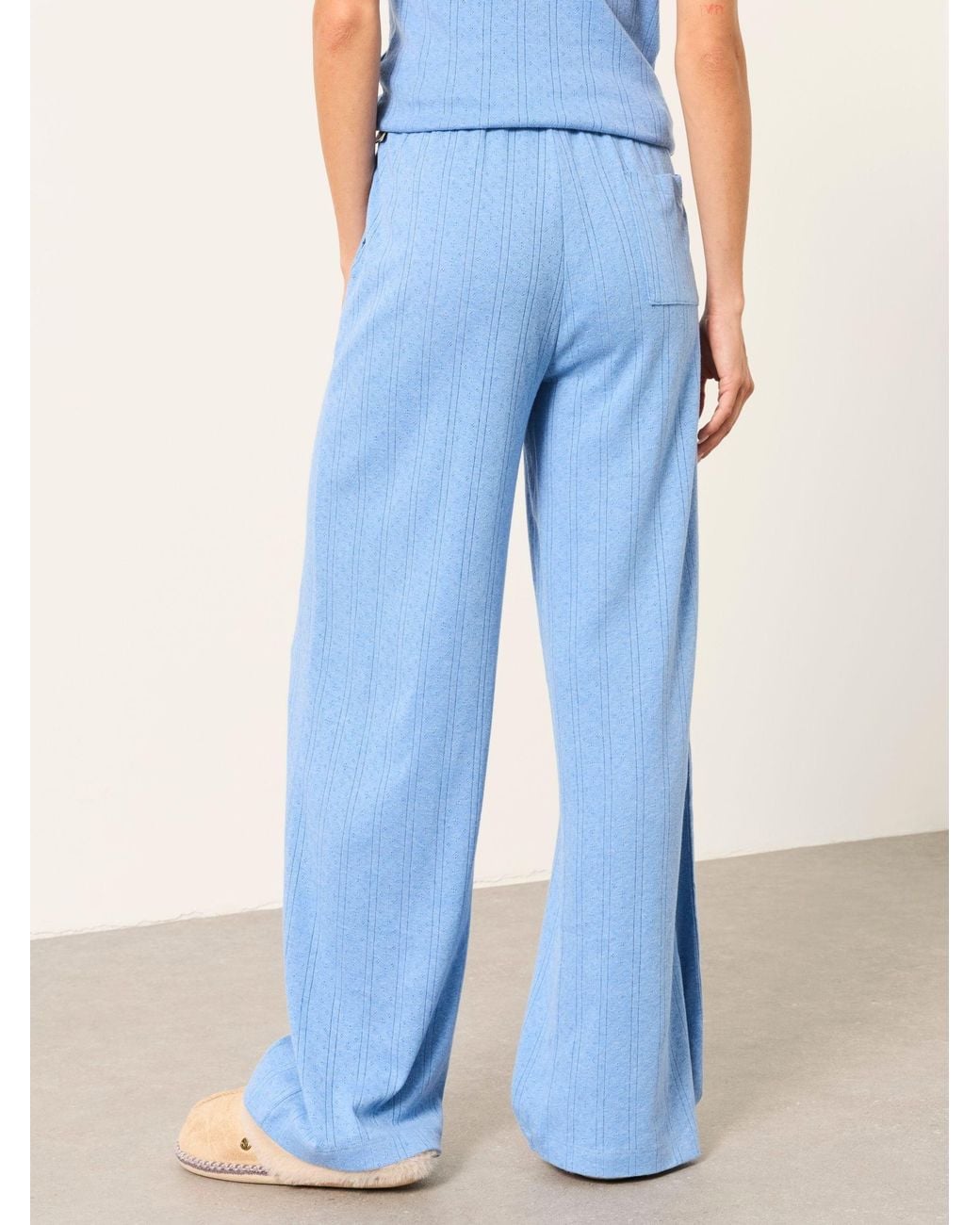 FatFace Blue Lola Pointelle Wide Leg Trousers