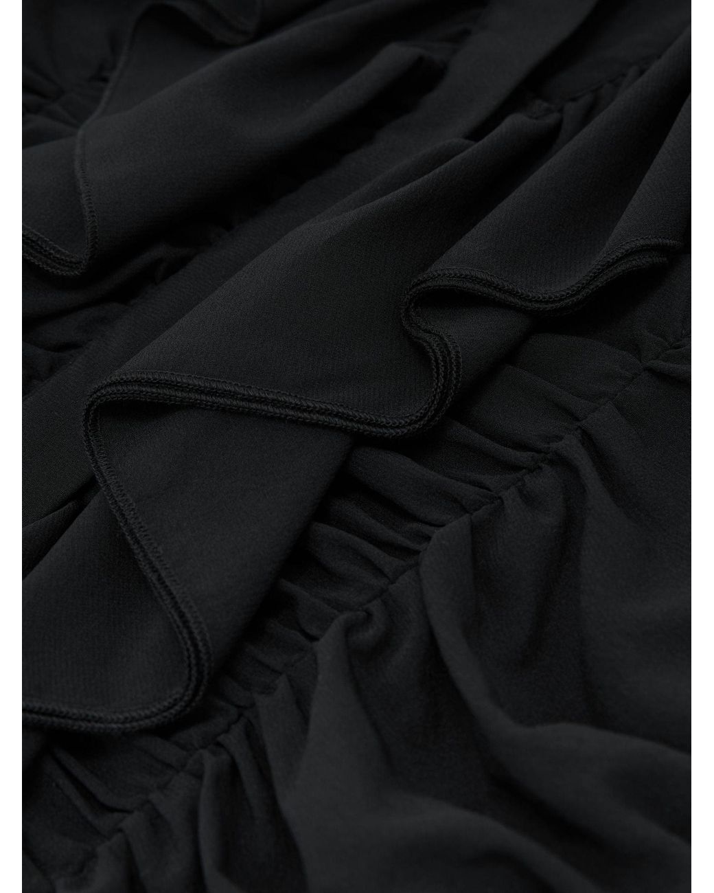 ATELIER Black Silk-Blend Ruffled Blouse