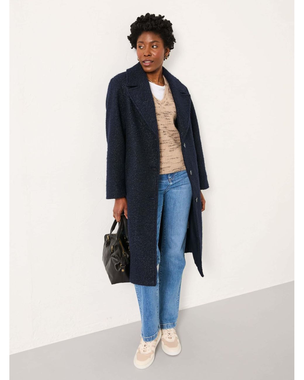 FatFace Black Fern Boucle Coat