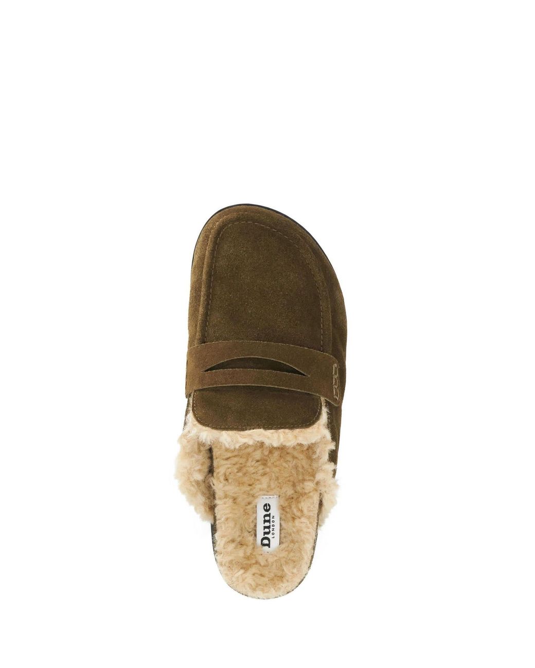 Dune Green Goldy Lined Backless Loafers