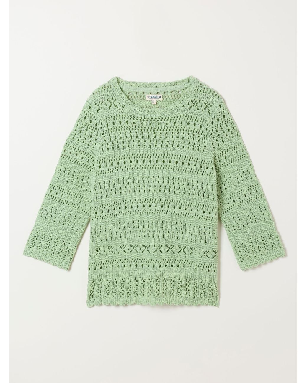 FatFace Green Orla Knitted Stitch Jumper