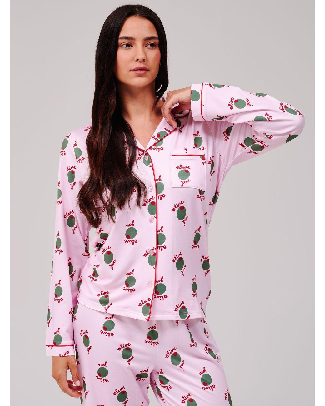 Loungeable Brown You Super Soft Long Sleeve Button Through Pyjamas Set