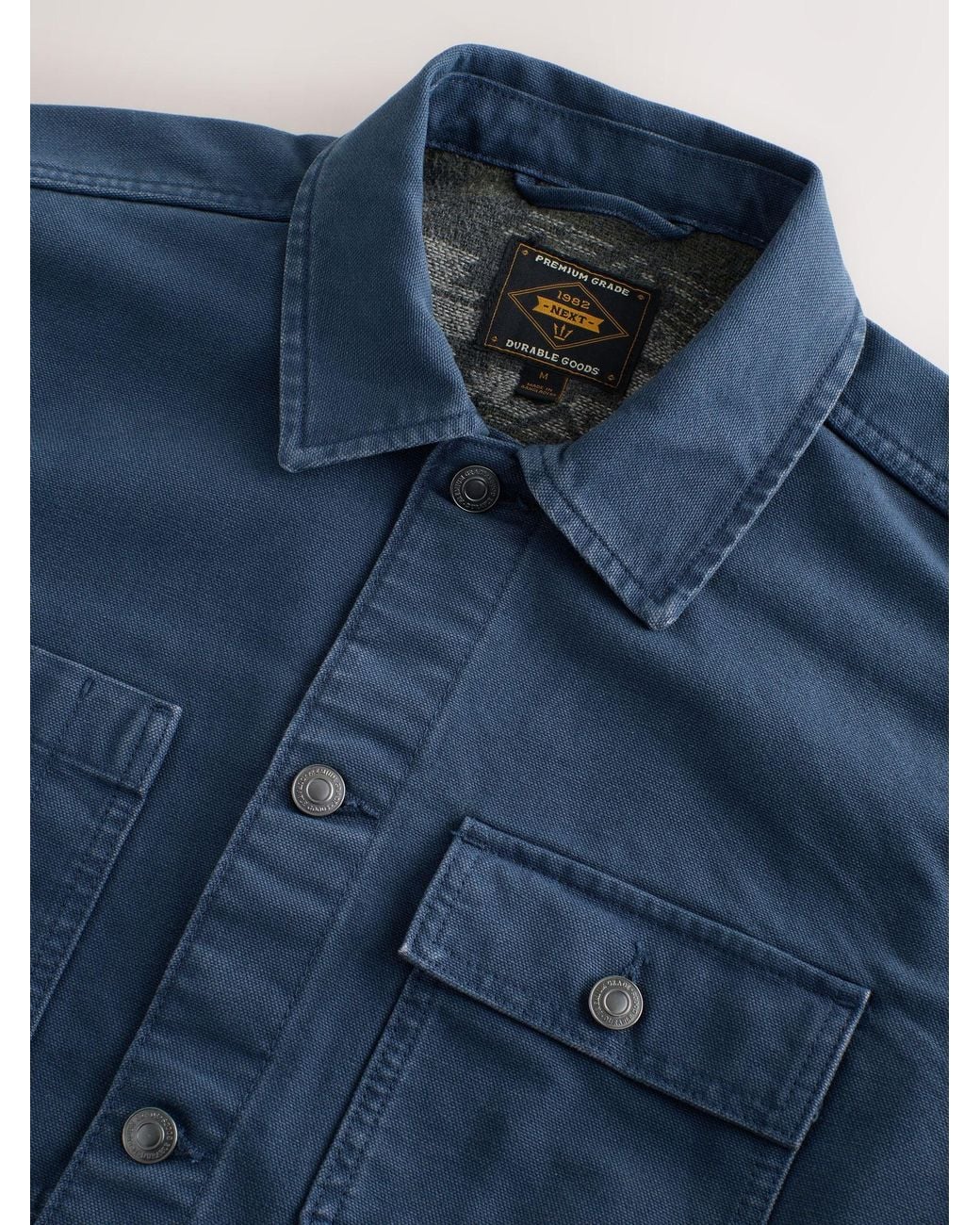 Next Blue Canvas Cord Collar Shacket for men