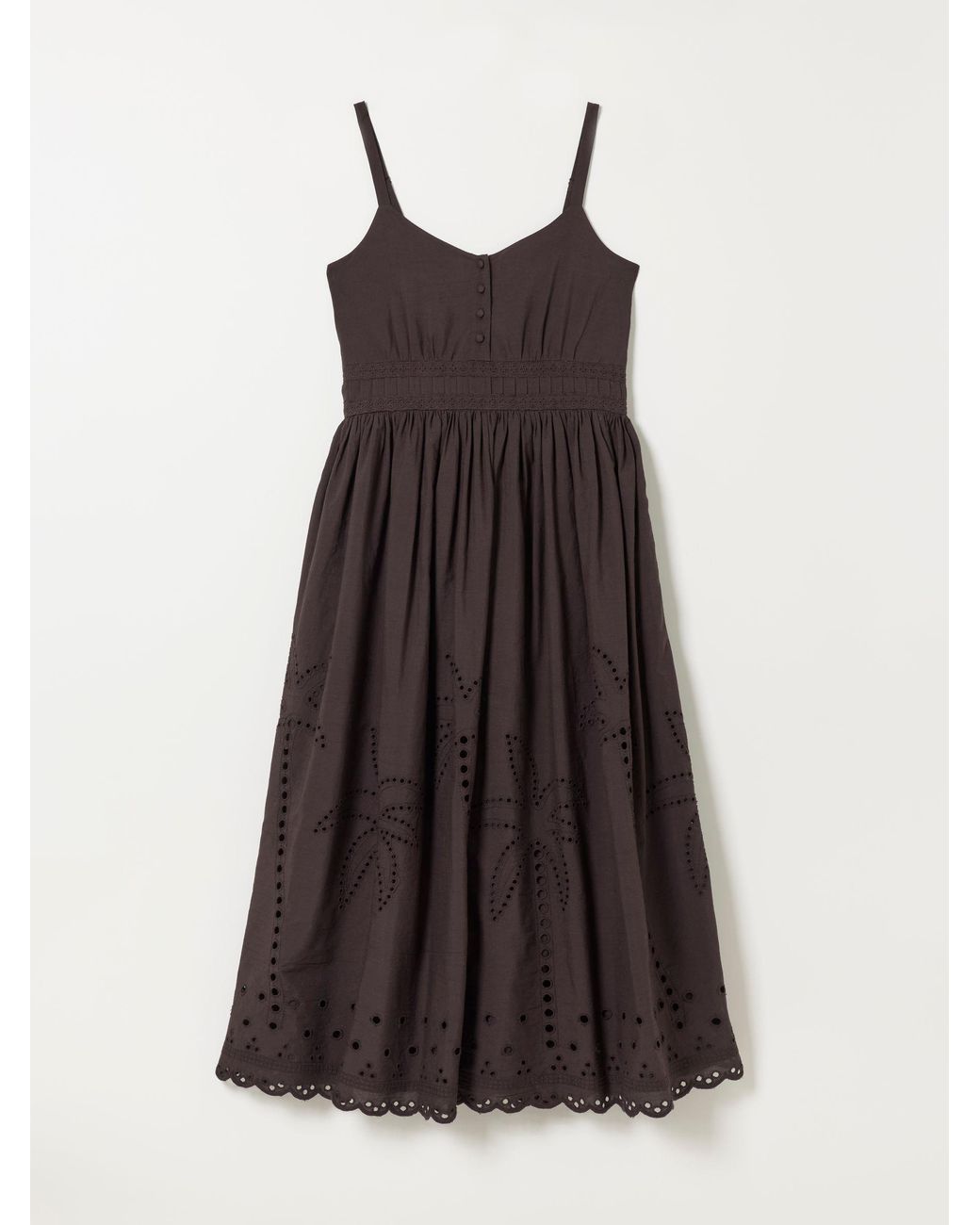 FatFace Brown Teri Embroidered Midi Dress