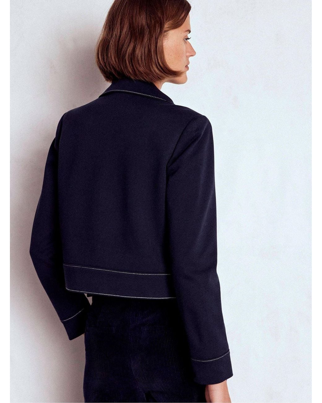 Boden Blue Zip Patch Pocket Jacket