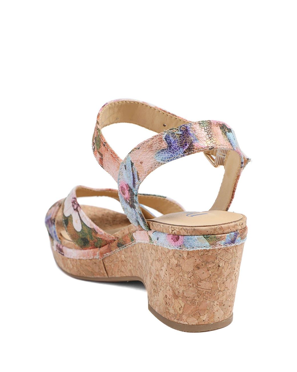 Pavers Pink Patterned Cork Wedge Platform Sandals