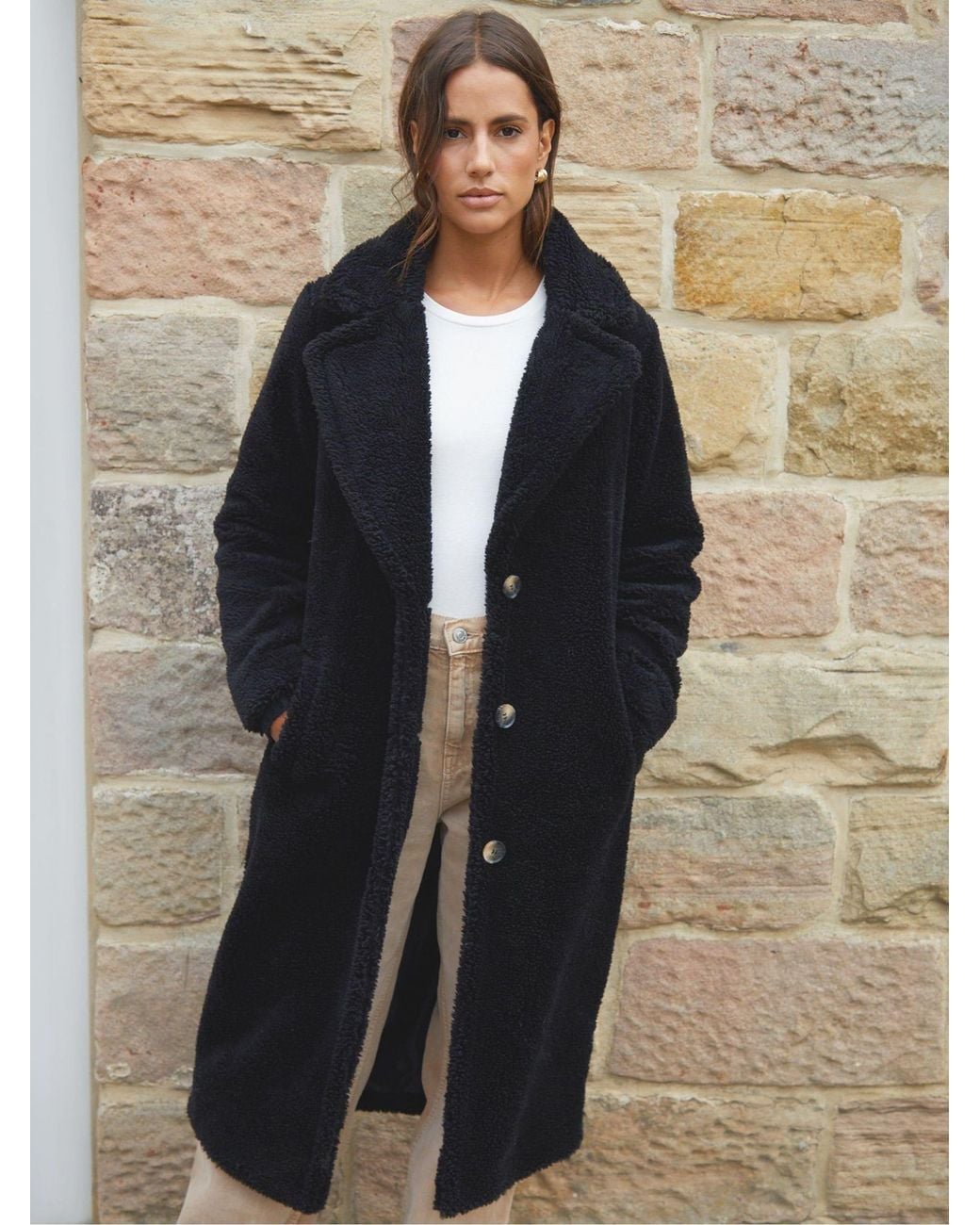Threadbare Blue Longline Borg Teddy Coat