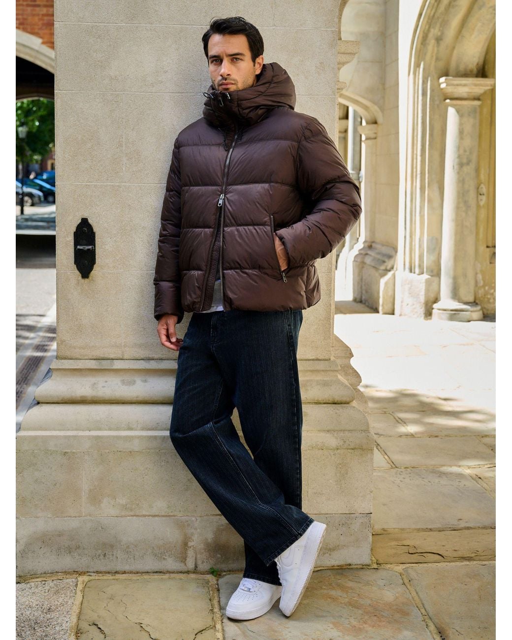 Next Black Shower Resistant Puffer Jacket for men