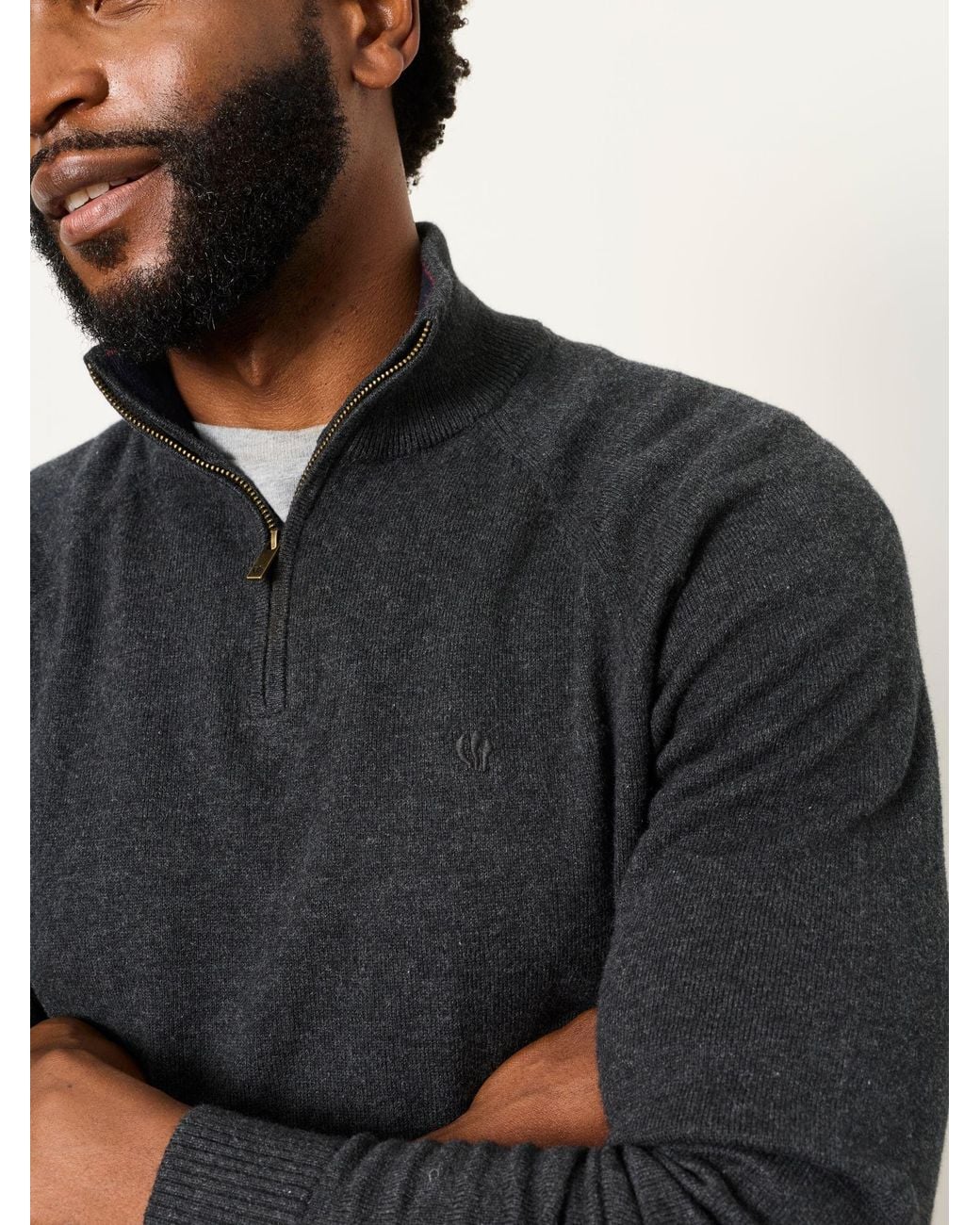 FatFace Blue Rye Quarter Zip Knitted Jumper for men